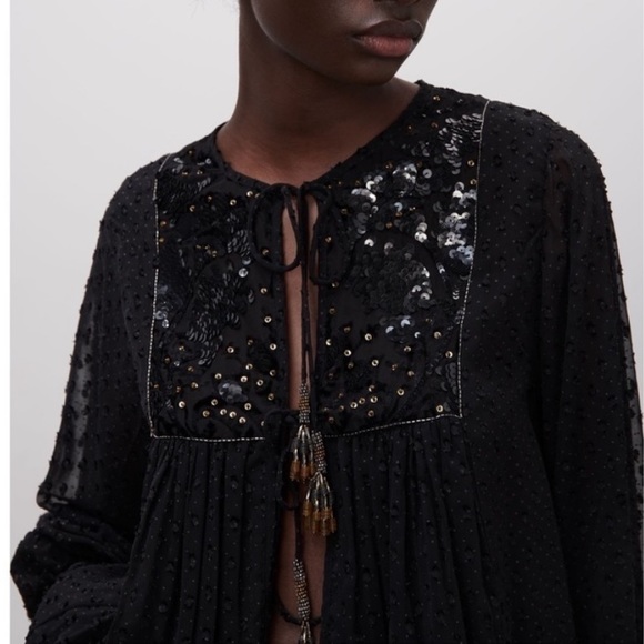 Zara NWT plumentis sequin top/shrug - Picture 3 of 8